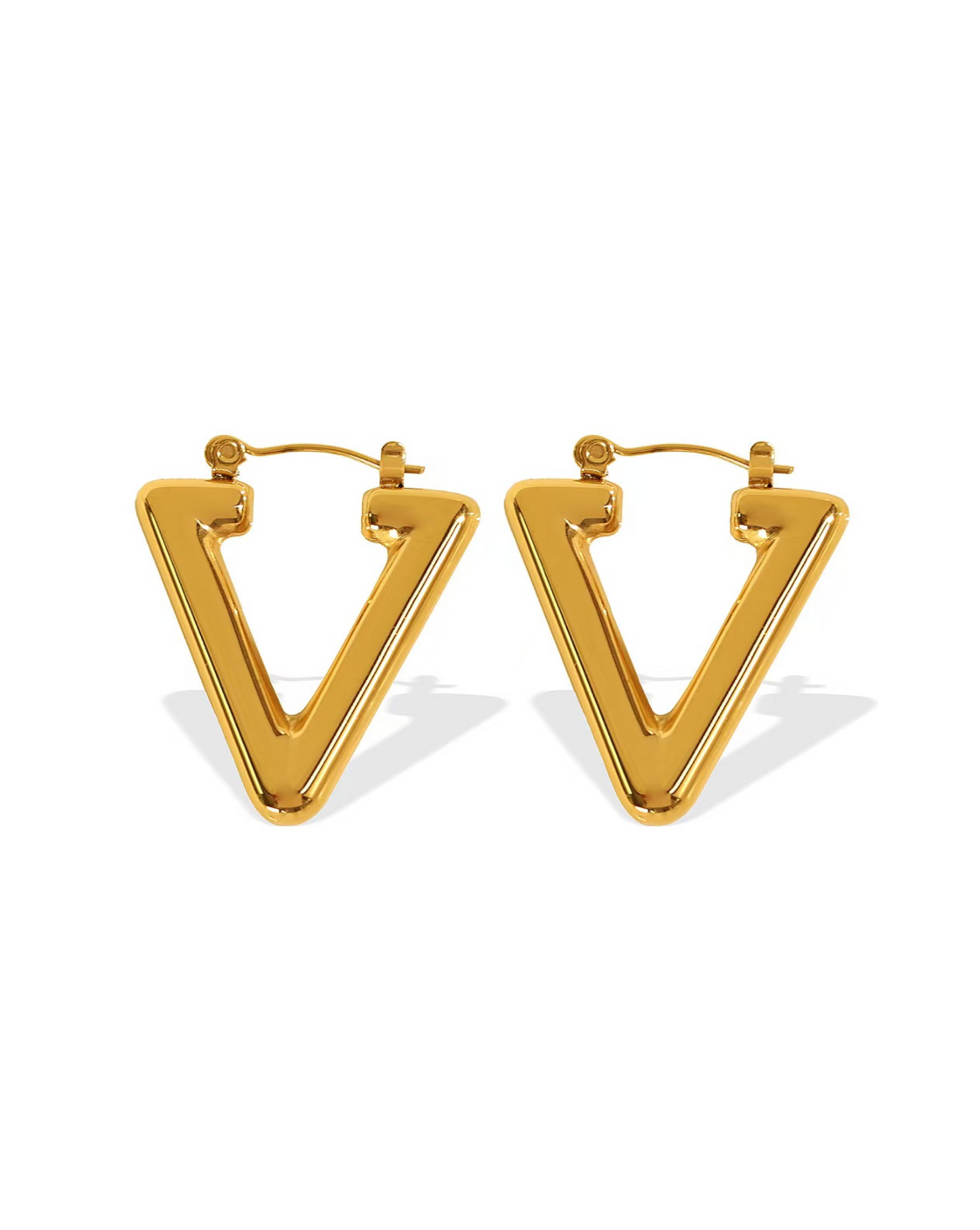 Gold V-Shape Hoop Earrings