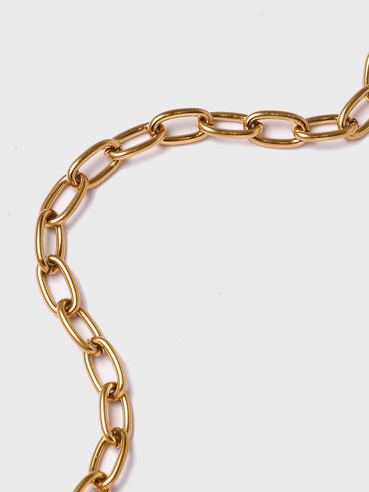 18KT Gold-Plated Women’s Cable Chain Bracelet with Shiny Oval Links & T-Bar Toggle | Waterproof, Hypoallergenic, Tarnish-Free