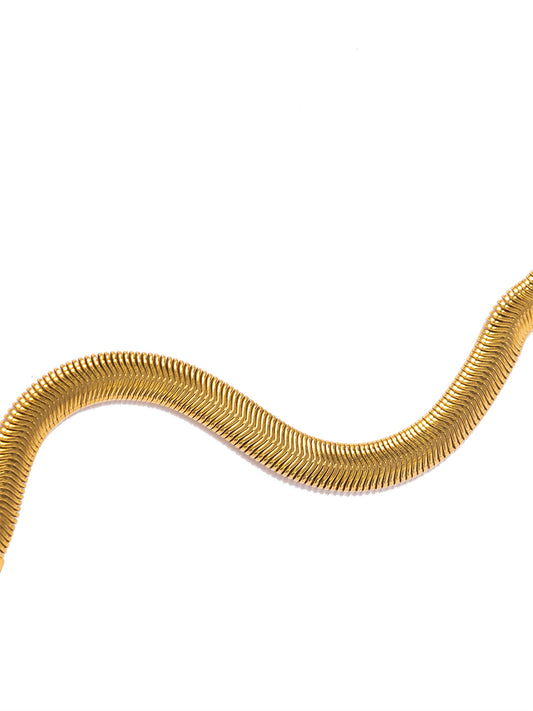 18KT Gold-Plated Women’s Snake Chain Bracelet with Lobster Clasp | Waterproof, Hypoallergenic, Tarnish-Free