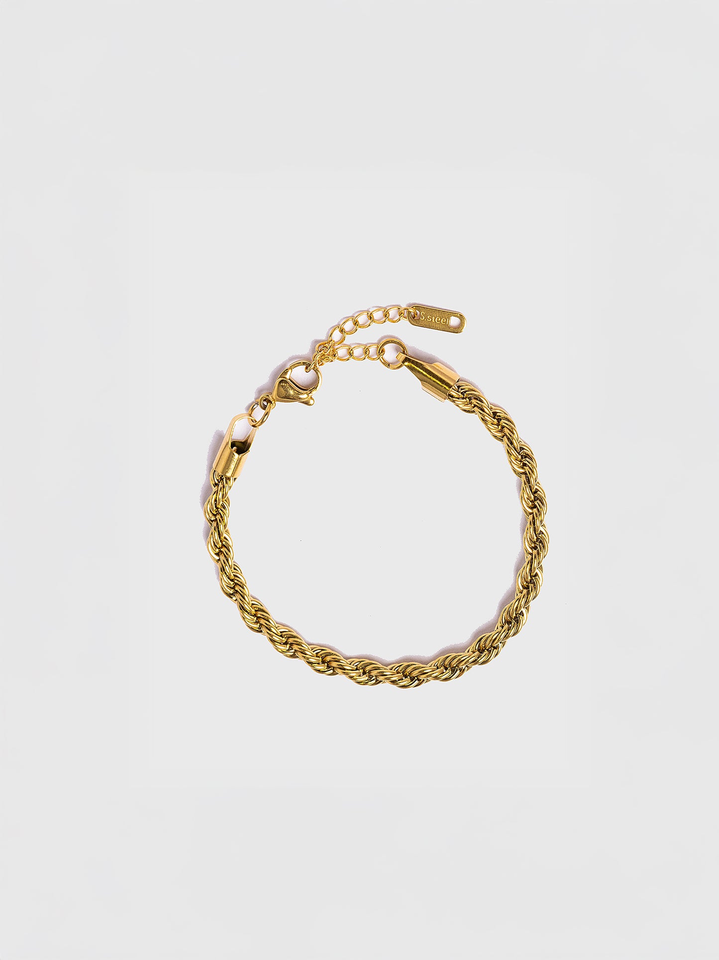 18KT Gold-Plated Women’s Rope Chain Bracelet with Twisted Detailing & Lobster Clasp | Waterproof, Hypoallergenic, Tarnish-Free