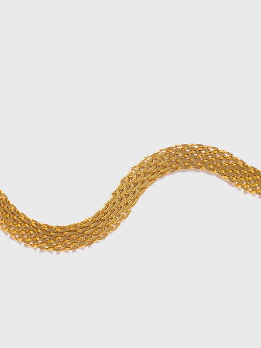 18KT Gold-Plated Women’s Wide Mesh Link Bracelet with Lobster Clasp | Waterproof, Hypoallergenic, Tarnish-Free