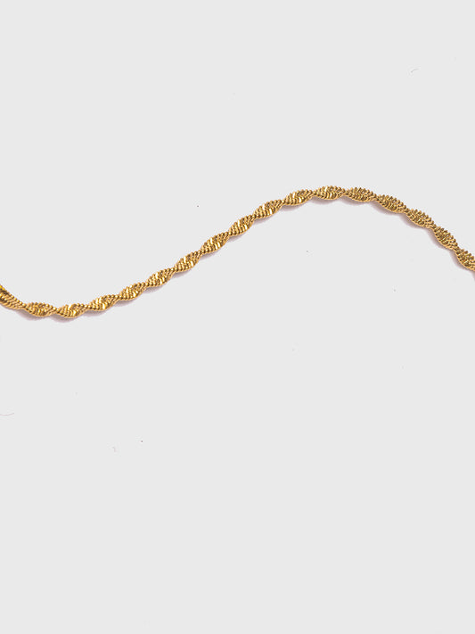 18KT Gold-Plated Women’s Twisted Herringbone Chain Bracelet with Lobster Clasp | Waterproof, Hypoallergenic, Tarnish-Free