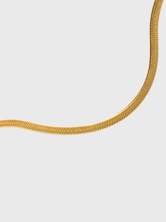 18KT Gold-Plated Women’s Herringbone Chain Bracelet with Lobster Clasp | Waterproof, Hypoallergenic, Tarnish-Free