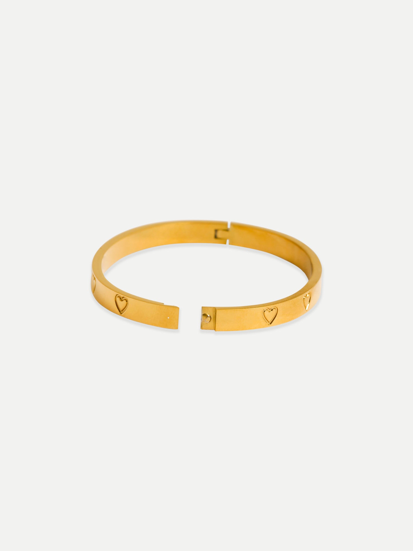 18KT Gold-Plated Women’s Heart Cuff Bangle Bracelet with Lock | Waterproof, Hypoallergenic, Tarnish-Free