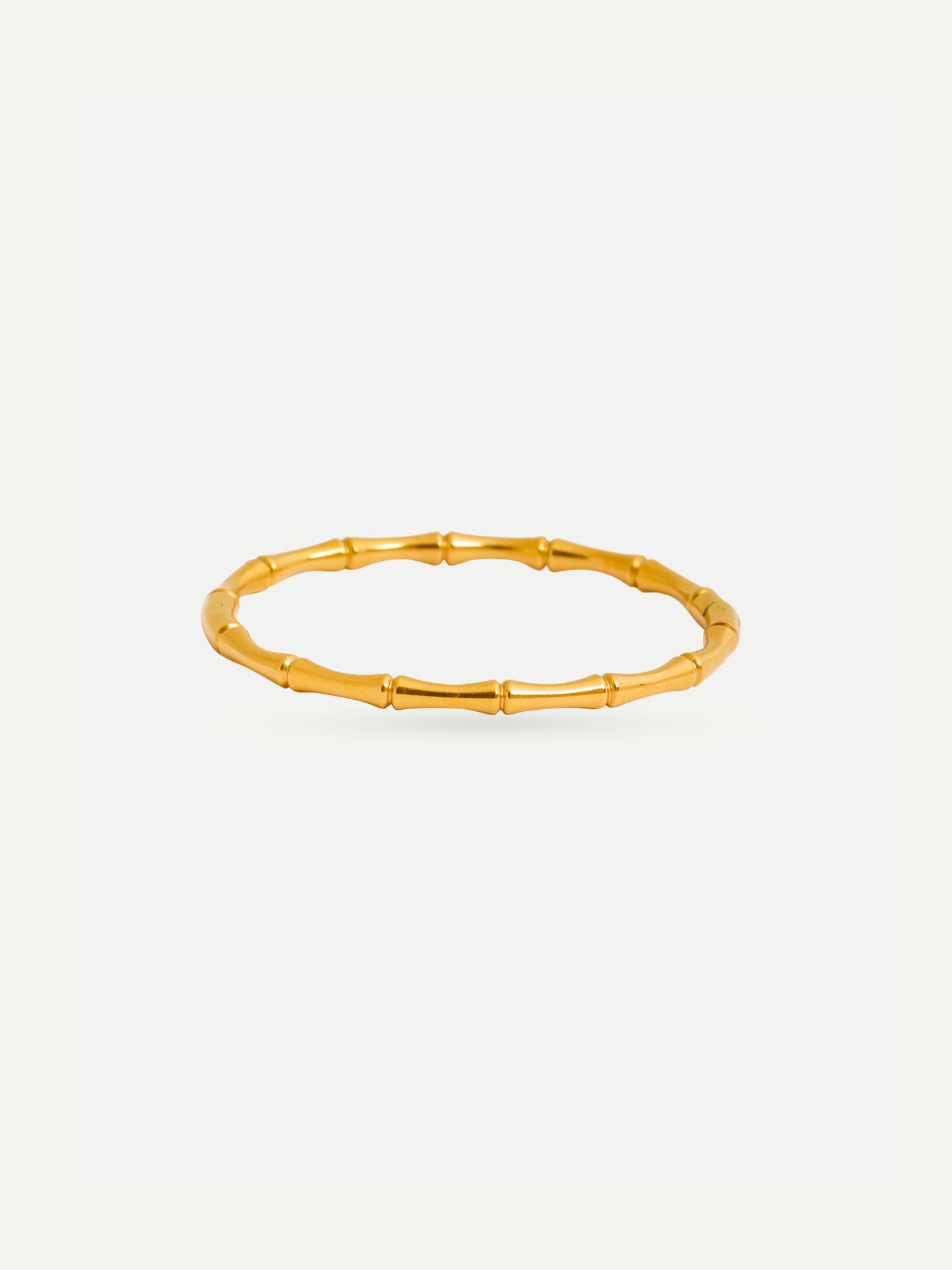 18KT Gold-Plated Women’s Bamboo Bangle Bracelet with Lock | Waterproof, Hypoallergenic, Tarnish-Free