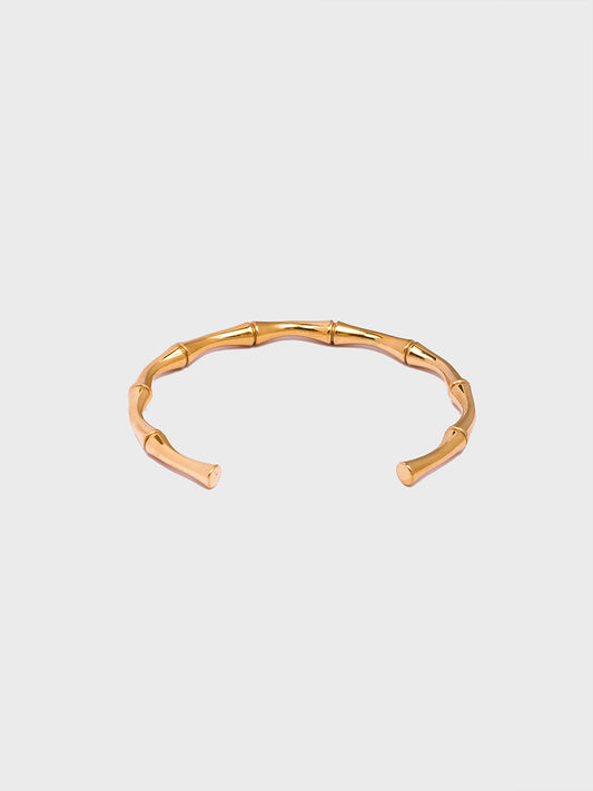 18KT Gold-Plated Women’s Bamboo Cuff Bracelet | Waterproof, Hypoallergenic, Tarnish-Free
