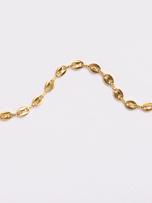 18KT Gold-Plated Women’s Puffed Mariner Chain Bracelet with Lobster Clasp | Waterproof, Hypoallergenic, Tarnish-Free