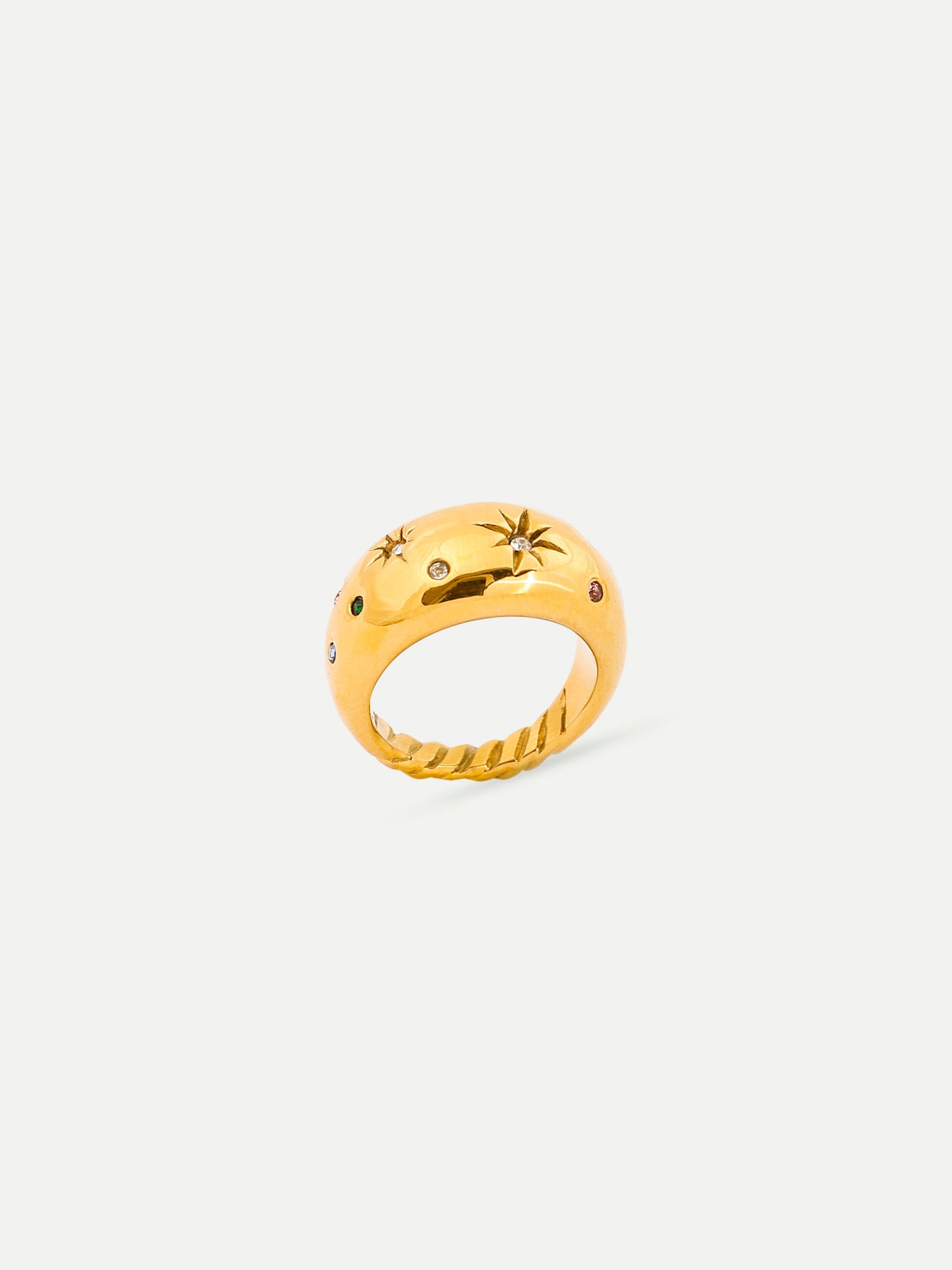 18KT Gold-Plated Galaxy Confetti Dome Ring | Waterproof, Hypoallergenic, Tarnish-Free