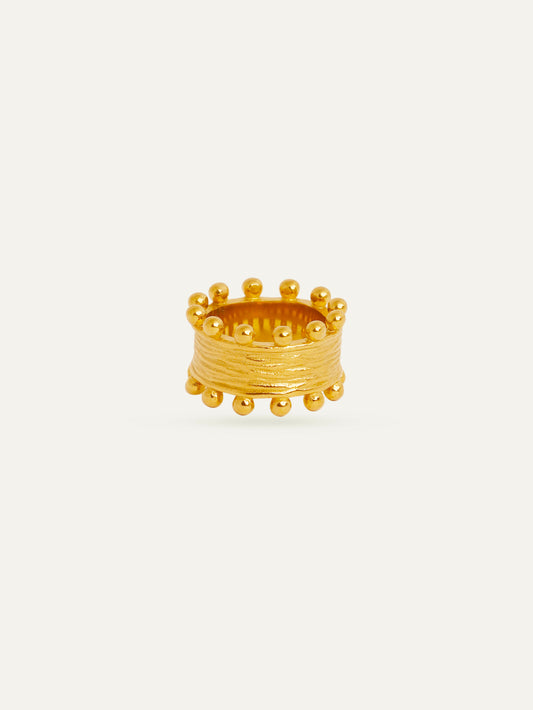 18KT Gold-Plated Textured Bead Dot Ring | Waterproof, Hypoallergenic, Tarnish-Free
