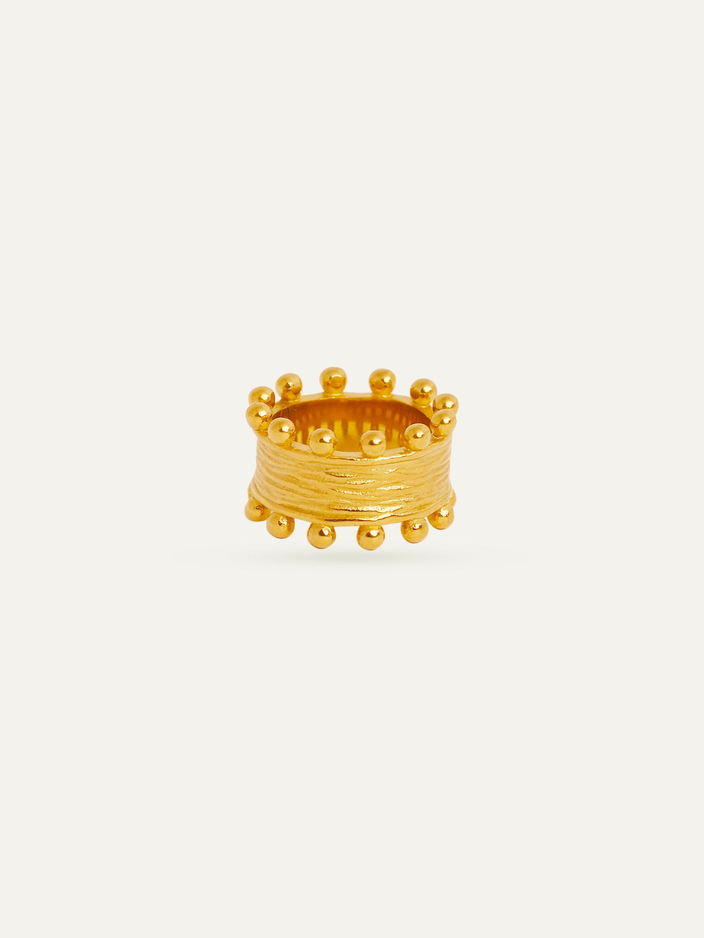 18KT Gold-Plated Textured Bead Dot Ring | Waterproof, Hypoallergenic, Tarnish-Free