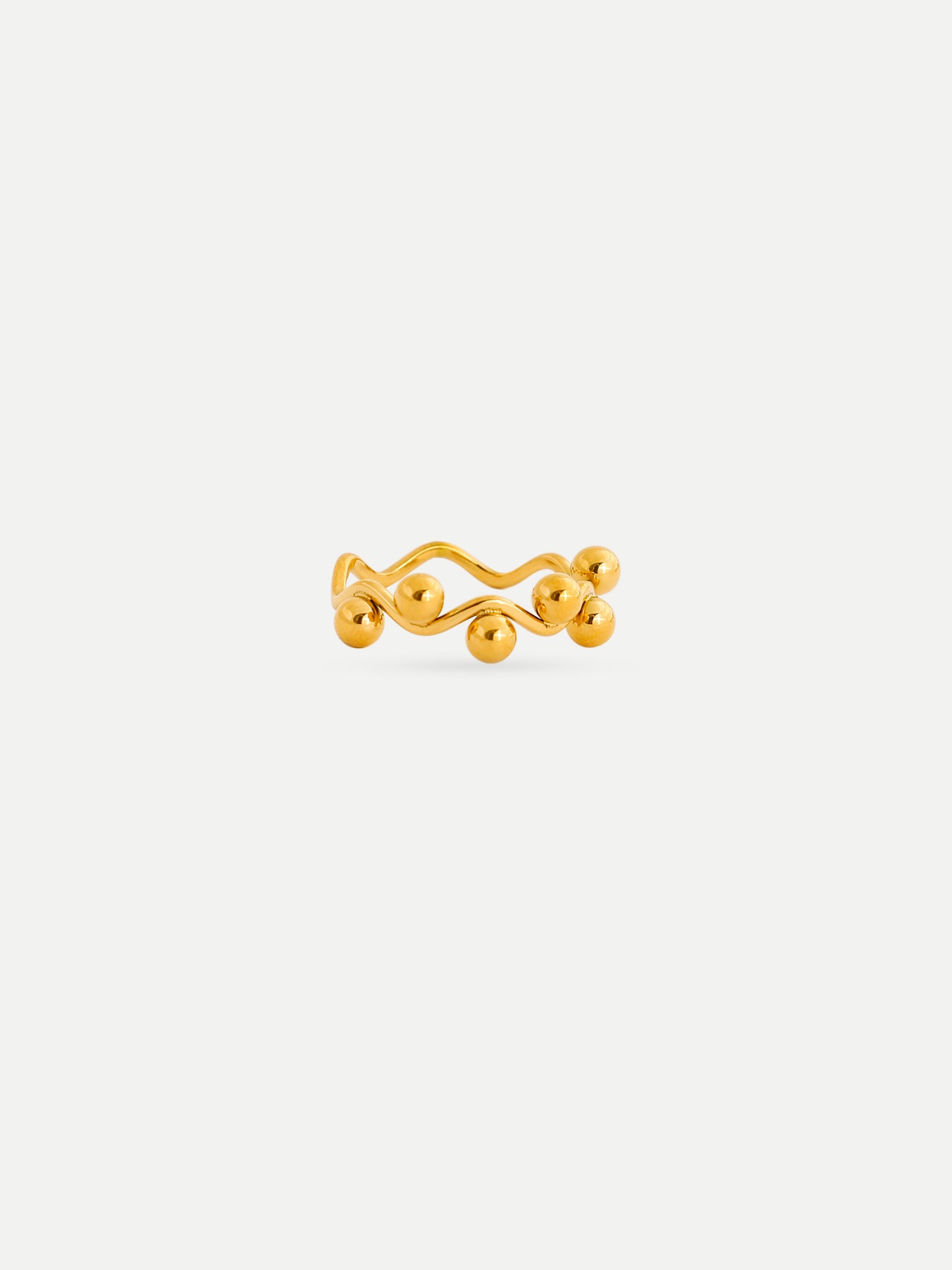 18KT Gold-Plated Curve Bead Dot Ring | Waterproof, Hypoallergenic, Tarnish-Free