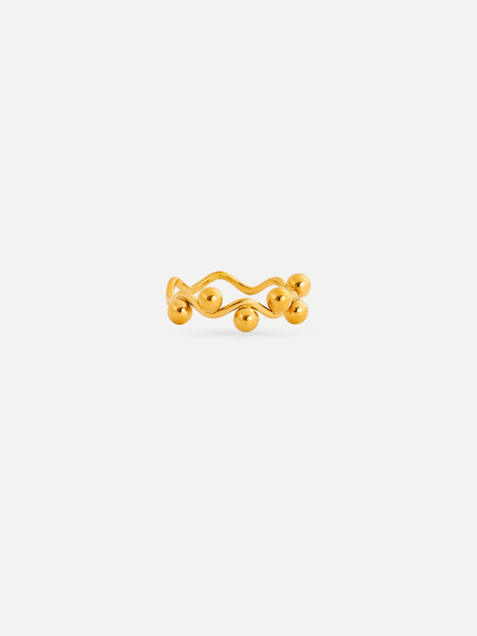 18KT Gold-Plated Curve Bead Dot Ring | Waterproof, Hypoallergenic, Tarnish-Free