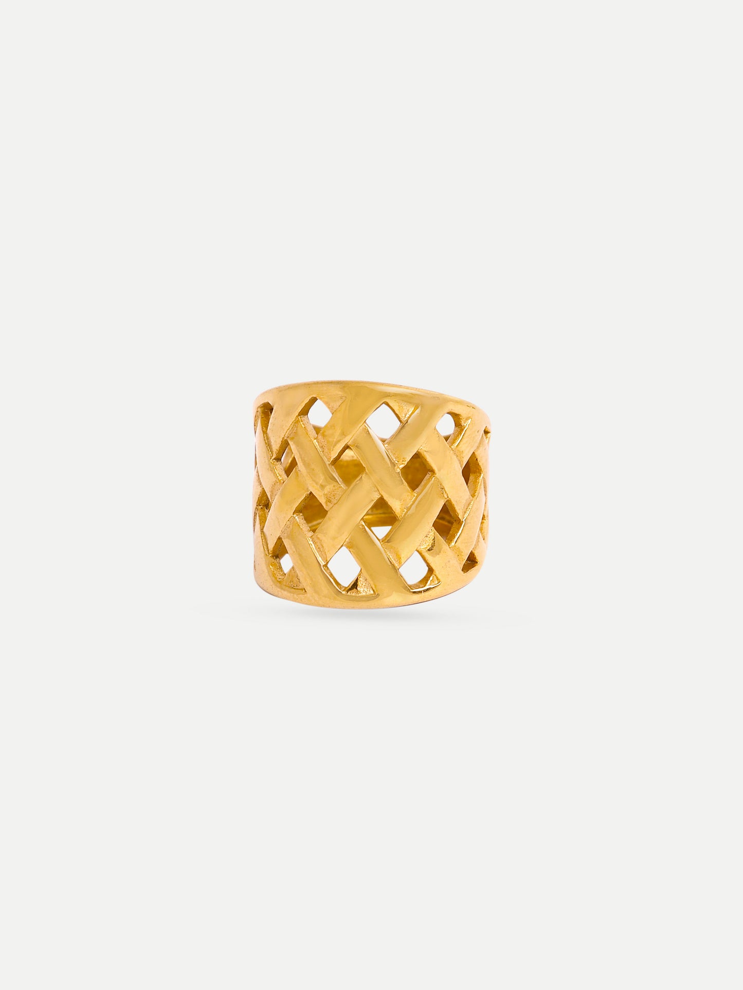 18KT Gold-Plated Basket Weave Ring | Waterproof, Hypoallergenic, Tarnish-Free