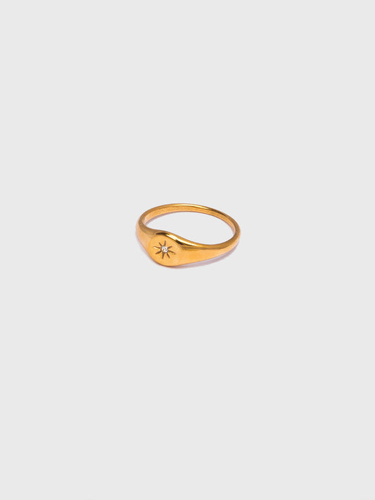 18KT Gold-Plated Sun Zircon Ring | Waterproof, Hypoallergenic, Tarnish-Free