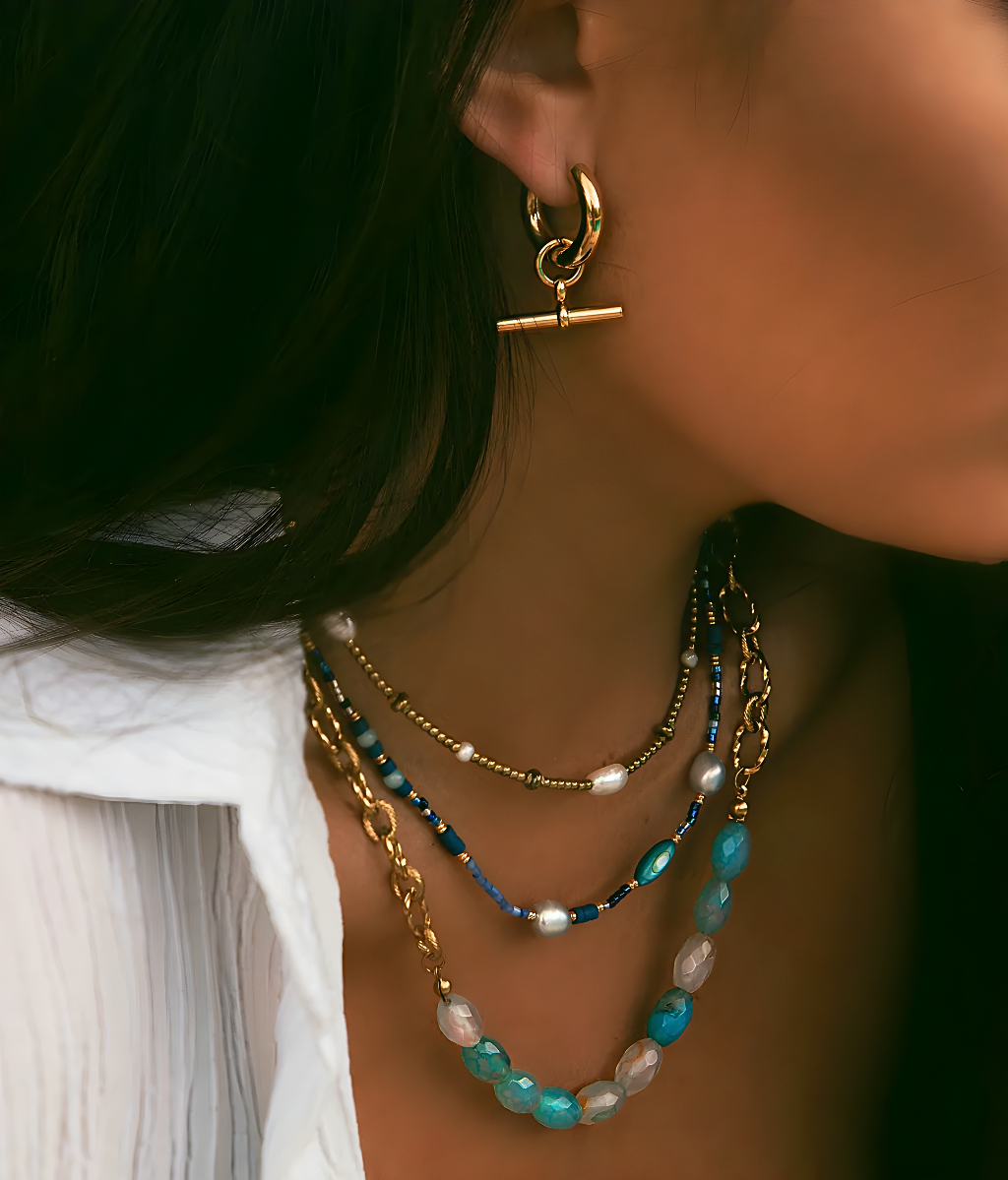 Gold T-Bar Hoop Earrings - OUZEL