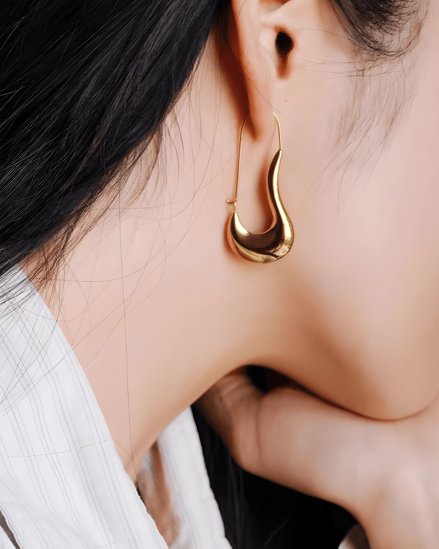 Gold Irregular Hoop Earrings - OUZELJewellery
