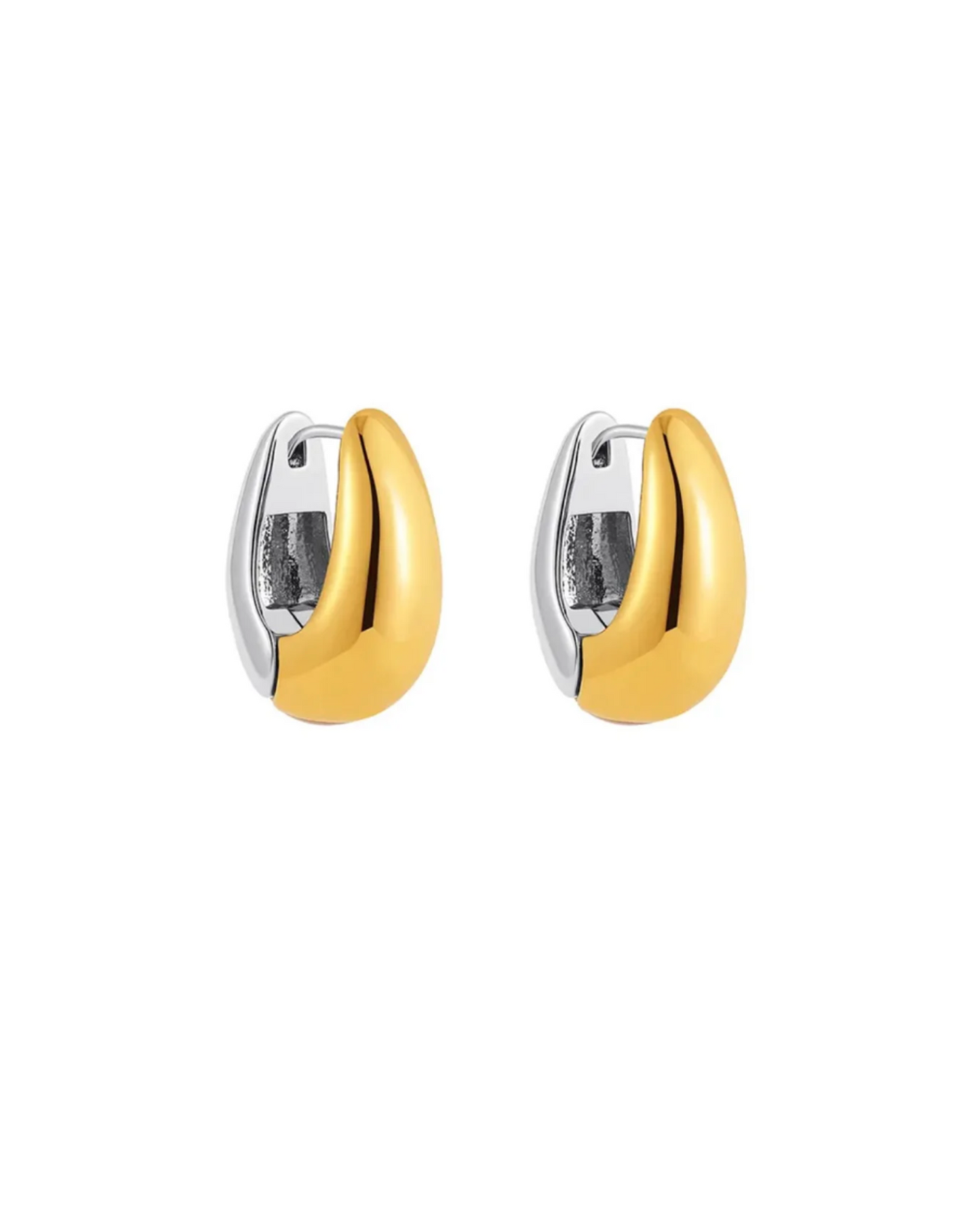 Two-Tone Huggies Hoop Earrings