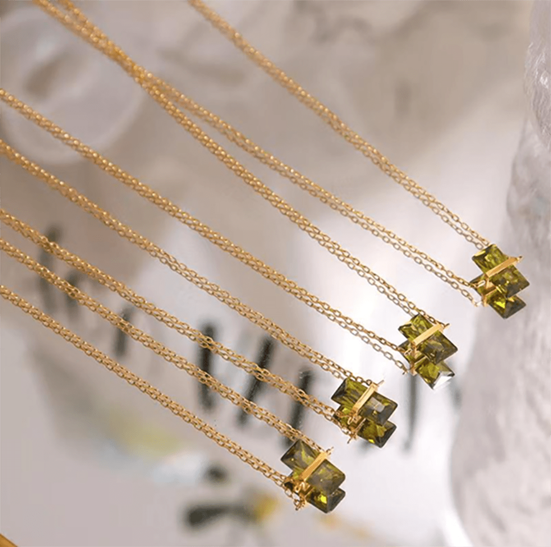 Tiny Crystal Bar Pendant Necklace - OUZELJewellery