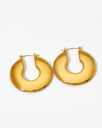 Gold Disk Hoop Earrings