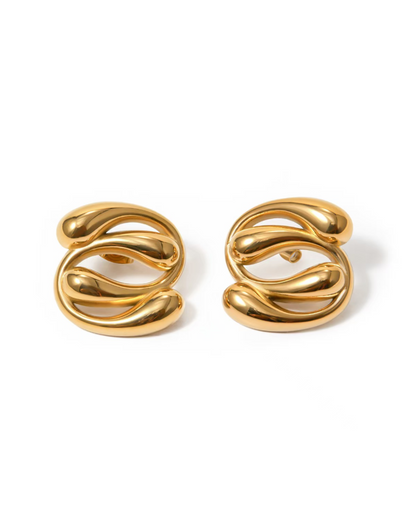Gold Double 'C' Stud Earrings