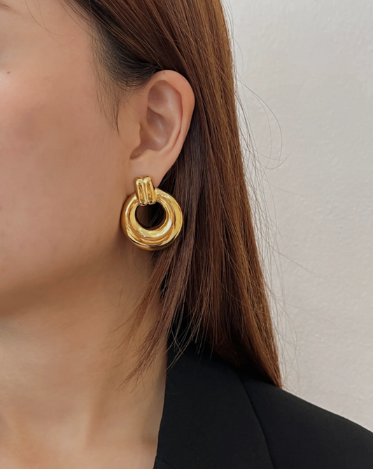 Gold Minimalist Double-Ring Earrings