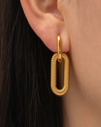 Gold Oval Link Hoop Earrings