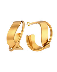 Gold Ribbon Twist Hoop Earrings