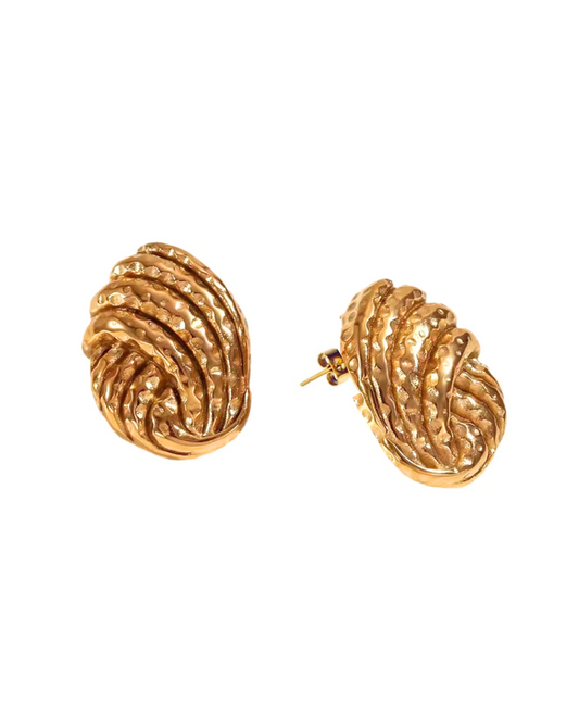 Gold Texured Knot Stud Earrings