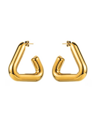 Gold Triangle Tube Hoop Earrings