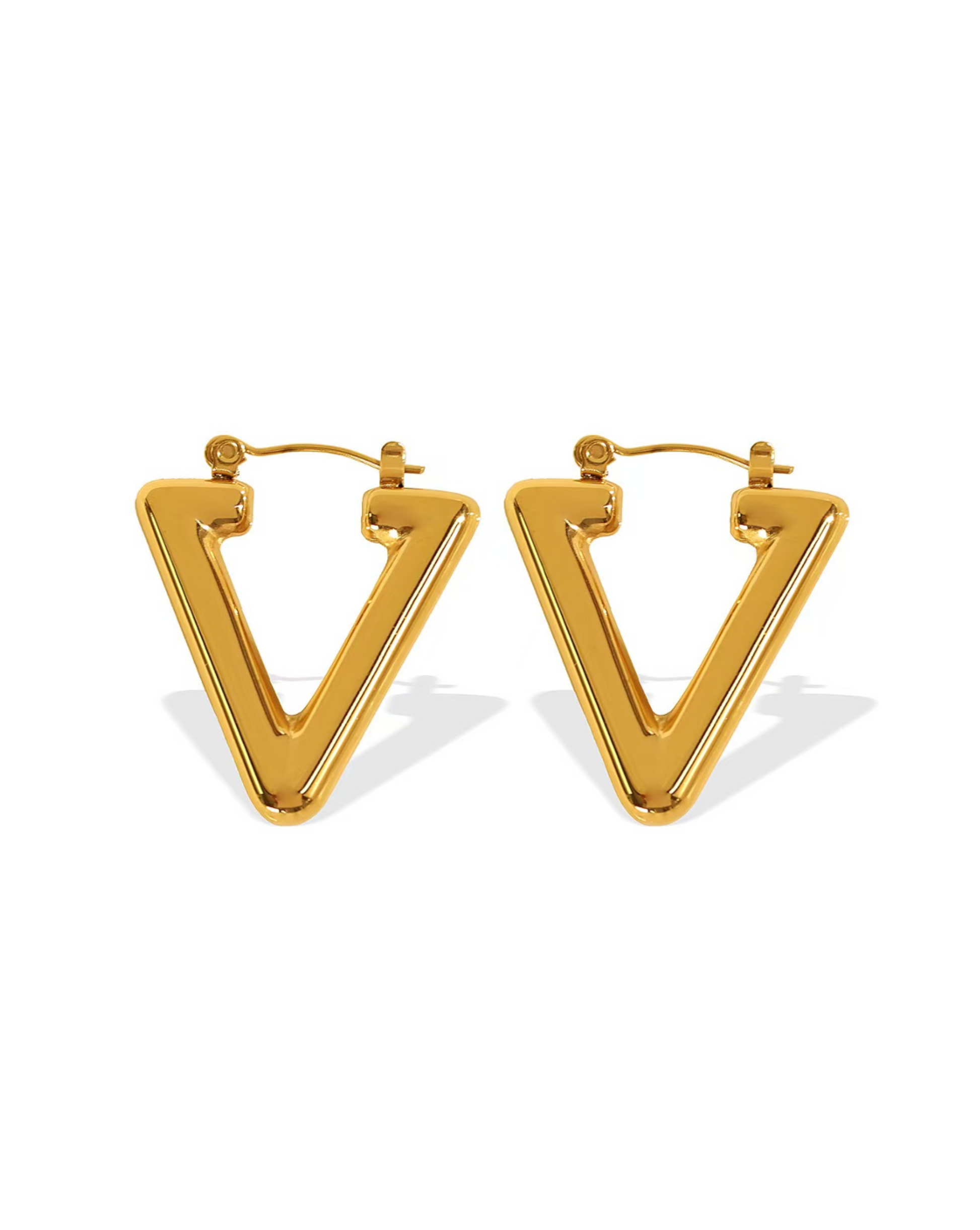 Gold V-Shape Hoop Earrings
