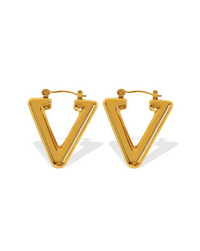 Gold V-Shape Hoop Earrings
