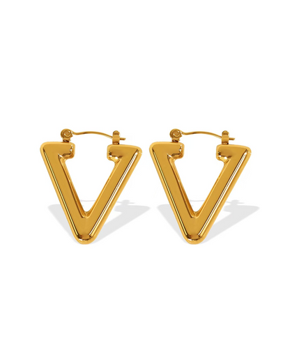 Gold V-Shape Hoop Earrings