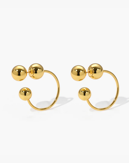 Golden Ball Stud Hoop Earrings