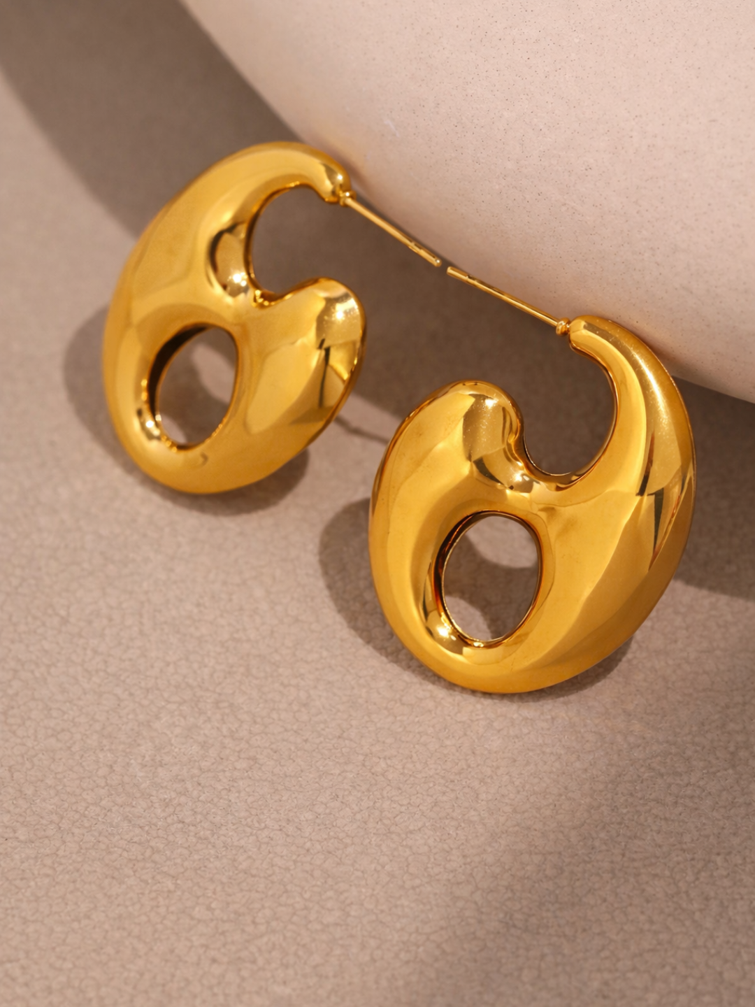 18KT Gold-Plated Puffed Mariner Hoop Earrings