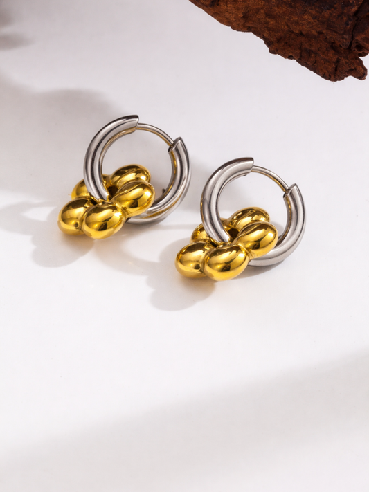 Two-Tone Bubble Flower Hoop Earrings
