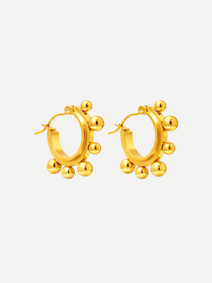 18KT Gold-Plated Bead Dot Hoop Earrings