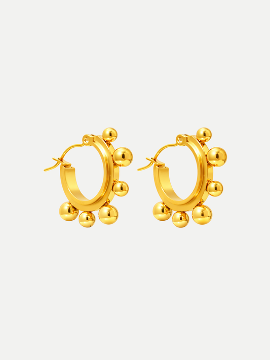 18KT Gold-Plated Bead Dot Hoop Earrings