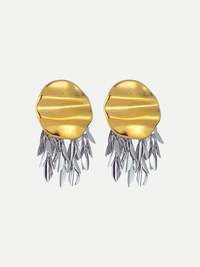 Two-Tone Wrinkled Tassel Statement Earrings