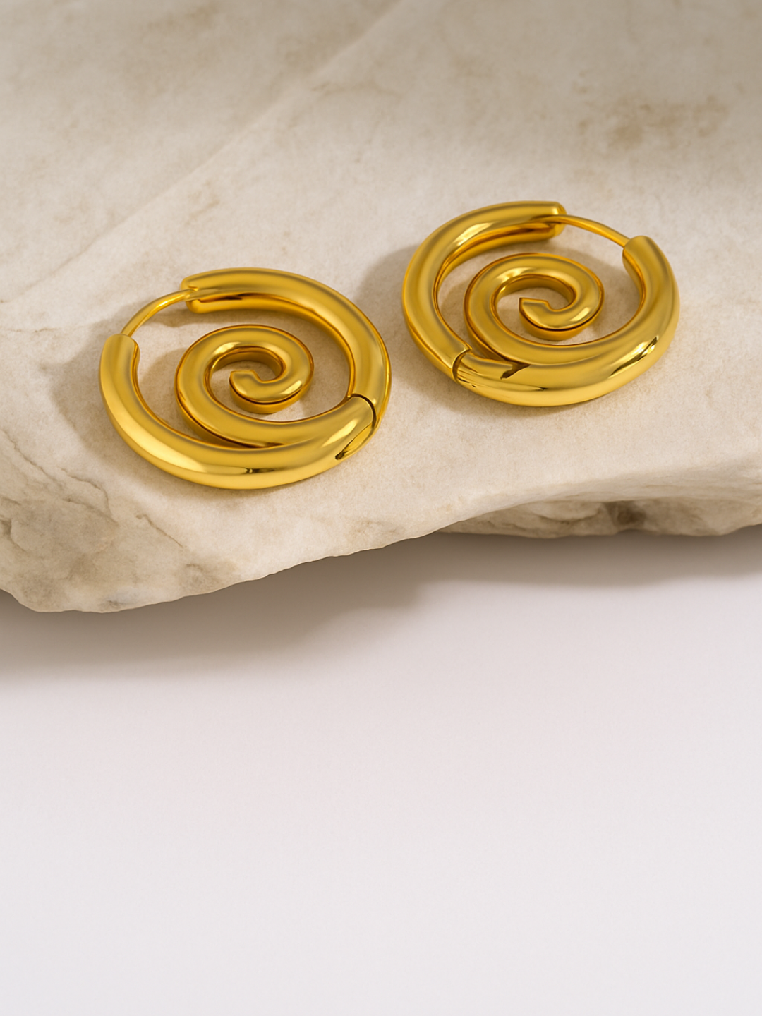 18KT Gold-Plated Sea Wave Spiral Hoop Earrings