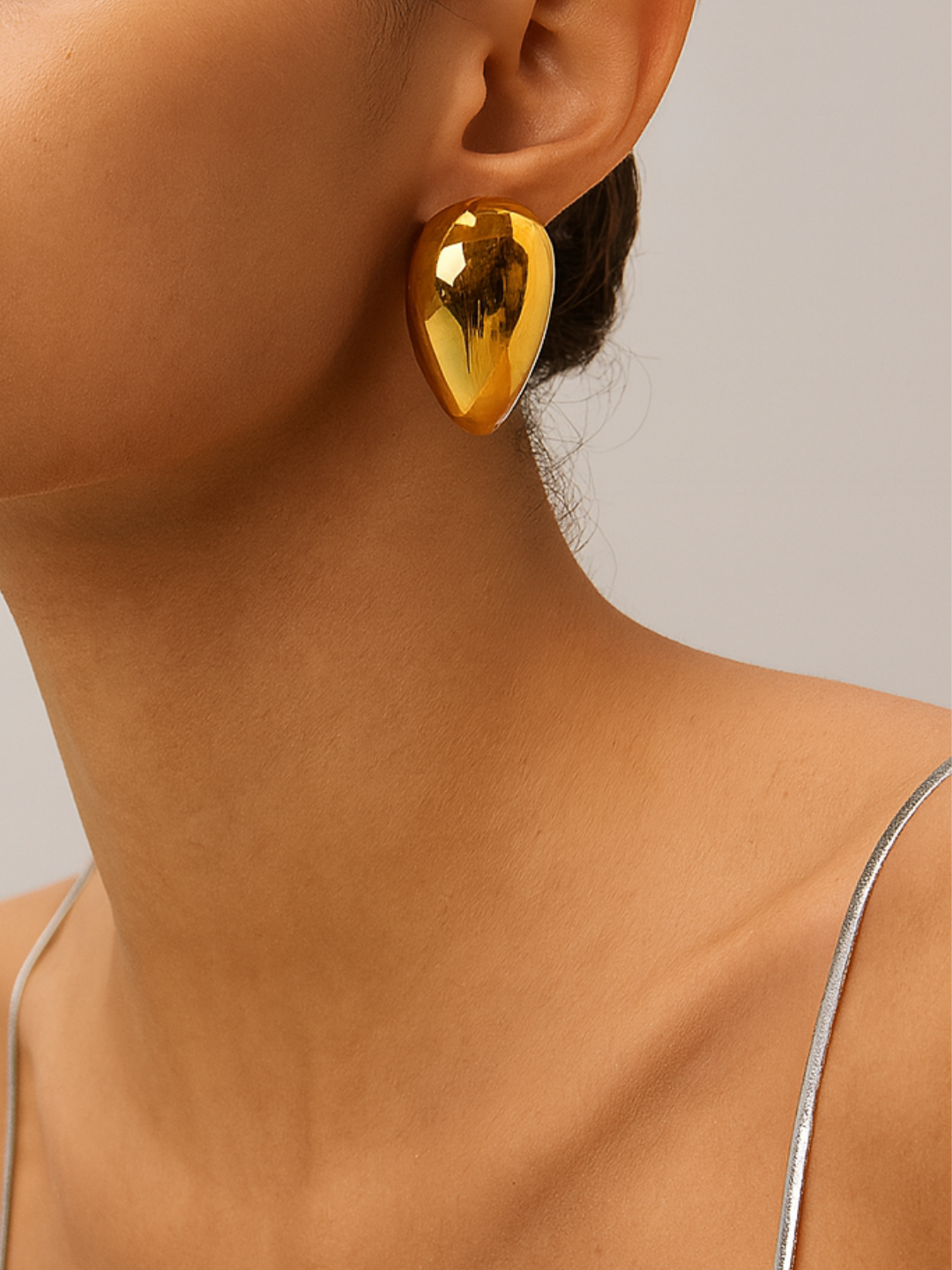 18KT Gold-Plated Bold Face Stud Earrings