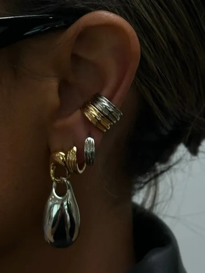 Two-Tone Dangling Drop Earrings