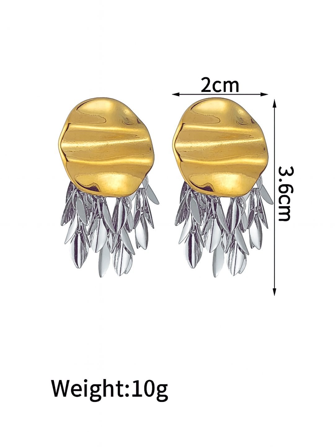 Two-Tone Wrinkled Tassel Statement Earrings