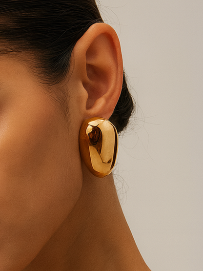 18KT Gold-Plated Bold Face Stud Earrings