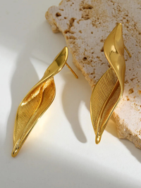 18KT Gold-Plated Twisted Leaf Drop Earrings