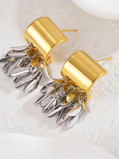 Two-Tone Tassel Statement Earrings