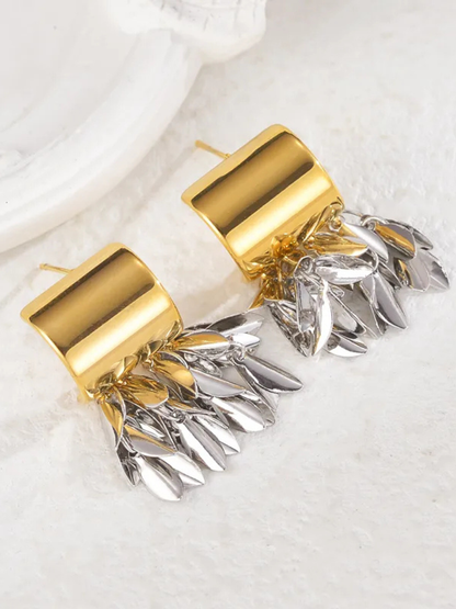 Two-Tone Tassel Statement Earrings