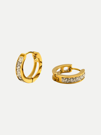 18KT Gold-Plated Pave Huggies Hoop Earrings