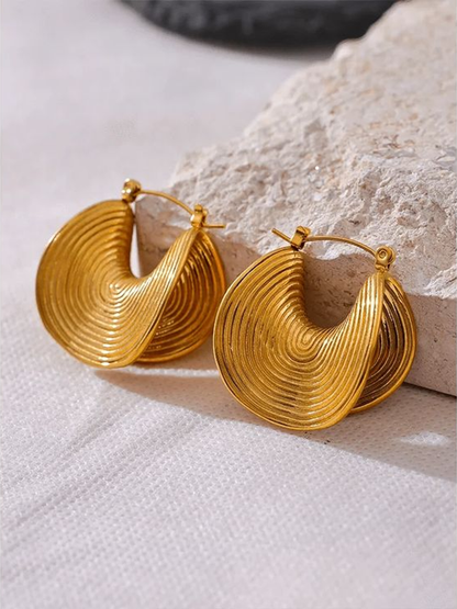 18KT Gold-Plated Curved Folded Hoop Earrings
