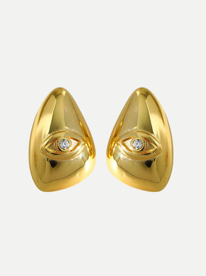 18KT Gold-Plated Eye Statement Stud Earrings