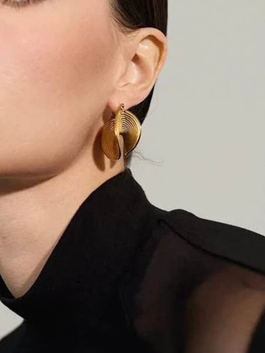 18KT Gold-Plated Curved Folded Hoop Earrings